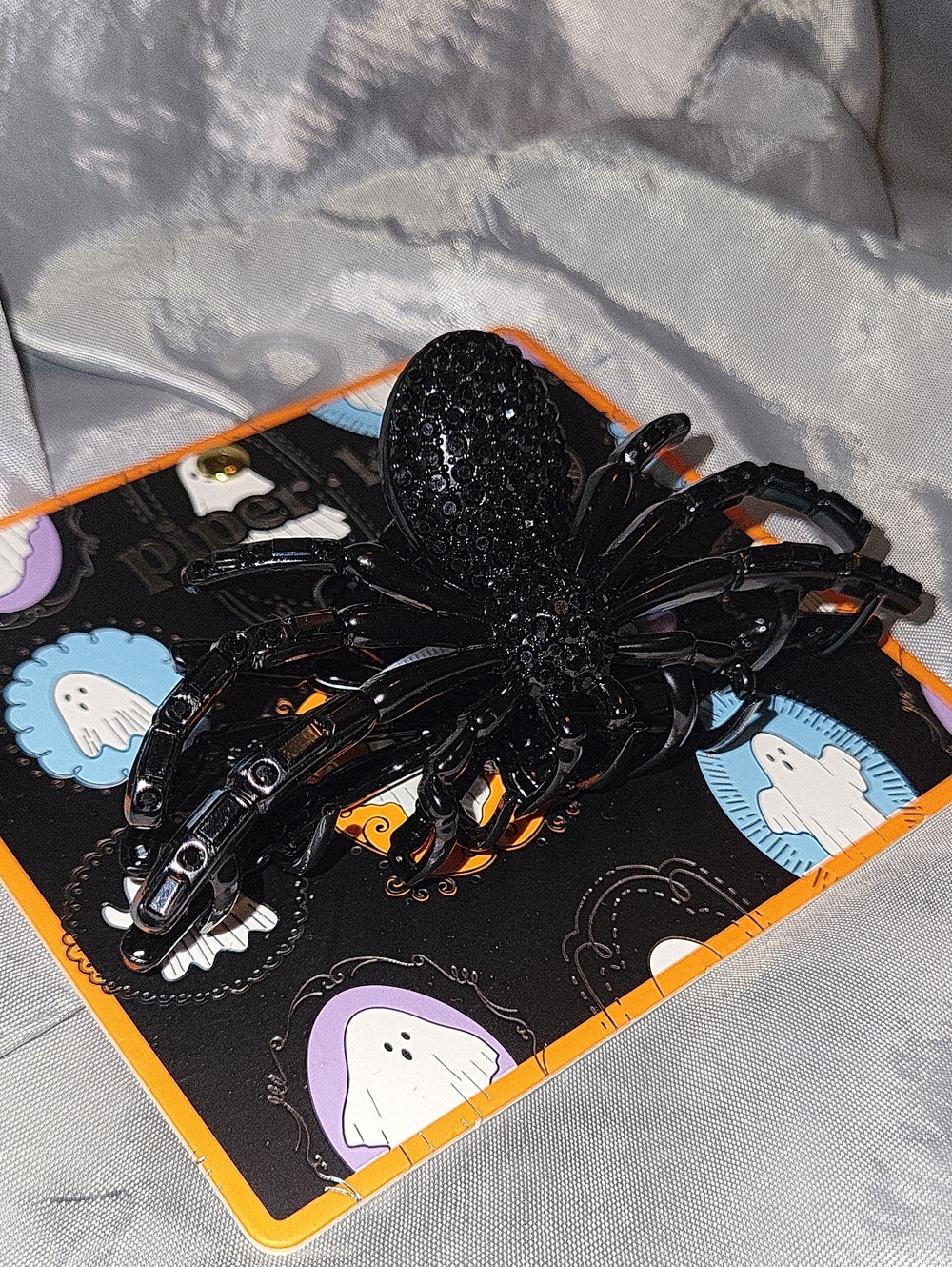 Piper K Black Gem Spider Hair Clip - Halloween Lp M